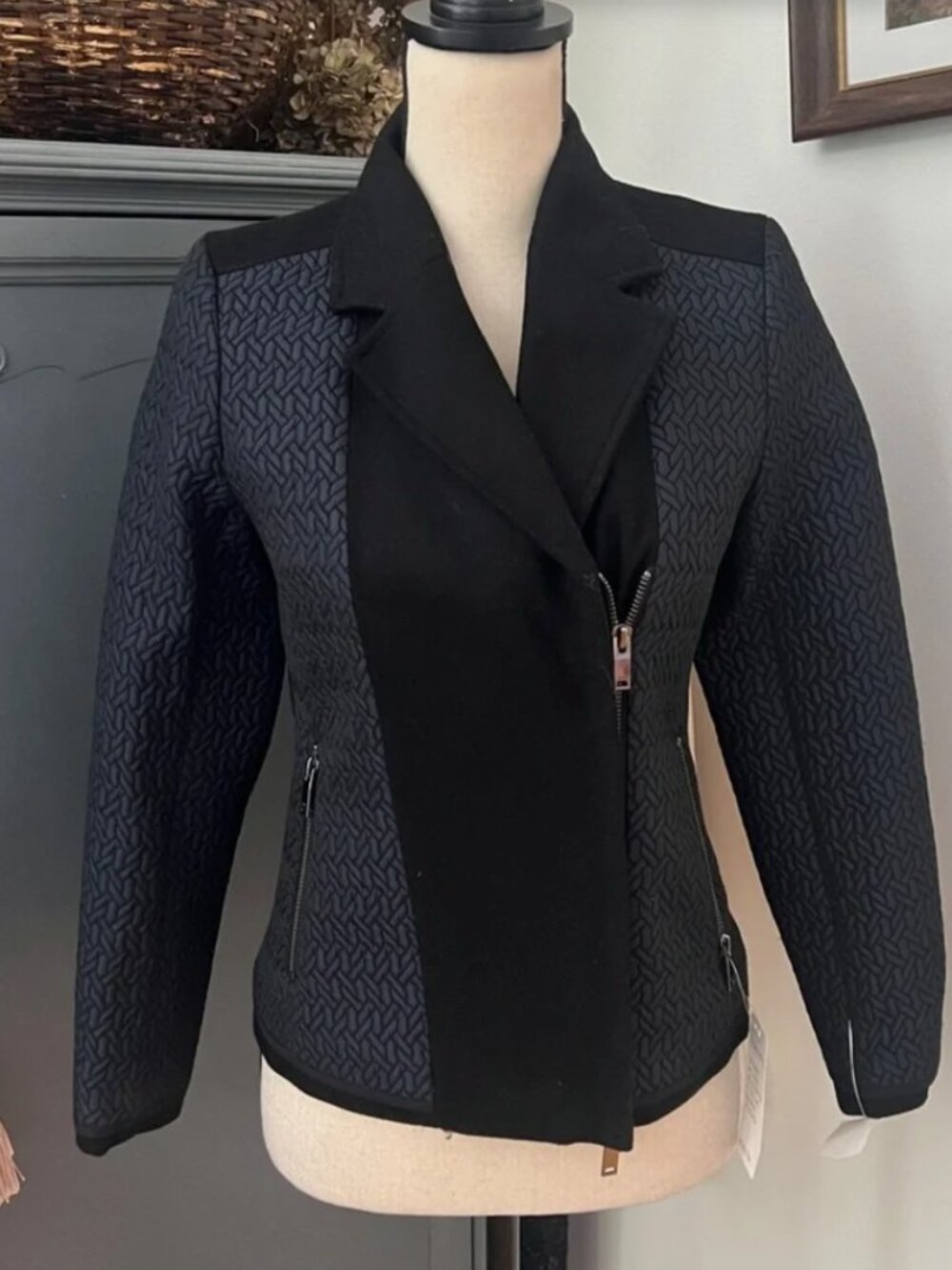 NWT Reiss Seren Quilted Wool Zip Jacket sz2